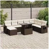 Image de Salon de jardin modulable - Lot 9 pièces - Résine tressée 8 personnes marron extensible 62x62x69 cm