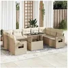 Image de Salon de jardin resine tressee beige 10 pieces x 62 x 69 9 personnes