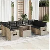 Image de Salon de jardin avec coussins 10 pcs gris clair résine tressée 3326543