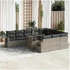 Image de Salon de jardin resine tressee gris 11 pieces x 62 x 69 10 personnes