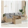 Image de Salon de jardin resine tressee beige 5 pieces 62 x 71 x 69 4 personnes