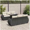 Image de Salon de jardin resine tressee noir 7 pieces x 71 x 69 6 personnes