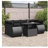 Image de Salon de jardin GENERIQUE noir 6 personnes 7 pieces 62 x 71 x 69 cm resine tressee
