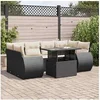Image de Salon de jardin - Lot de 7 pièces - 6 personnes - Résine tressée - Table extensible - Noir - Avec rangement