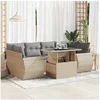 Image de Salon de jardin resine beige 7 pieces x 71 x 69 7 personnes