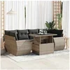 Image de Salon de jardin GENERIQUE 2 personnes resine tressee 7 pieces 62 x 71 x 69 cm gris
