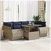 Image de Salon de jardin avec coussins 7 pcs gris résine tressée acacia, ensemble de canapés d'extérieur, salon de jardin 3326592