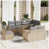 Image de Salon de jardin GENERIQUE 9 pieces beige resine tressee 62 x 71 x 69 cm 8 personnes