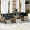 Image de Salon de jardin GENERIQUE - Lot de 8 pièces - résine tressée gris - table extensible - 2 personnes