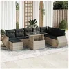 Image de Salon de jardin modulable 9 pièces en résine tressée gris - 8 personnes