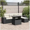 Image de Salon de jardin 6 pcs avec coussins noir résine tressée 3326777