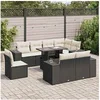 Image de Salon de jardin modulable 9 pièces 2 personnes bois massif noir avec table extensible et rangement