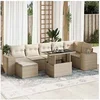 Image de Salon de jardin modulable 8 pieces beige bois massif 100 x 55 x 73 cm 7 personnes