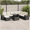 Image de Salon de jardin modulable GENERIQUE 9 pieces 8 personnes noir 100 x 55 x 73 cm resine tressee