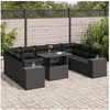Image de Salon de jardin modulable resine tressee noir 10 pieces 55 x 55 x 73 cm 9 personnes