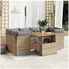 Image de Salon de jardin extensible - Lot de 7 pièces - 6 personnes - Résine tressée - Beige