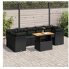 Image de Salon de jardin modulable noir bois massif 2 personnes 100 x 55 x 73 cm 8 pieces