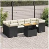 Image de Salon de jardin modulable - Lot de 8 pièces - 7 personnes - Résine tressée - Noir - Table extensible