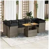 Image de Salon de jardin modulable GENERIQUE - Lot de 8 pièces - Résine tressée grise - Table extensible pliante - 7 personnes
