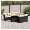 Image de Salon de jardin 9 pcs avec coussins noir résine tressée, ensemble de canapés d'extérieur, salon de jardin, ensemble 3326905
