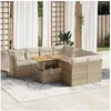 Image de Salon de jardin modulable GENERIQUE 8 personnes resine tressee 9 pieces 100 x 55 x 73 cm beige