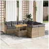 Image de 9 pieces 8 personnes salon de jardin modulable resine tressee beige