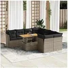Image de Salon de jardin modulable Lot de 9 pieces GENERIQUE resine tressee gris 2 personnes table extensible 100x55x73 cm