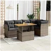 Image de GENERIQUE Salon de jardin modulable Lot de 6 pièces Résine tressée Gris 2 personnes - Table extensible 100x55x73 cm