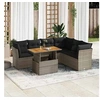Image de GENERIQUE Salon de jardin modulable - Lot de 7 pièces - Résine tressée gris - 6 personnes - Table extensible 100x55x73 cm