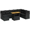 Image de Salon de jardin 9 pcs avec coussins noir résine tressée 3326960