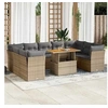 Image de Salon de jardin modulable bois massif 9 personnes 10 pieces 100 x 55 x 73 cm beige