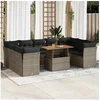 Image de Salon de jardin modulable GENERIQUE resine tressee 10 pieces 9 personnes 100 x 55 x 73 cm gris