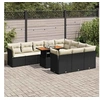 Image de Salon de jardin 11 pcs avec coussins noir résine tressée, ensemble de canapés d'extérieur, salon de jardin, ensemble 3326975