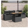 Image de Salon de jardin modulable resine tressee noir 5 pieces 100.0 x 55 x 73 4 personnes