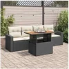 Image de Salon de jardin modulable noir bois massif 5 pieces 100 x 55 x 73 cm 4 personnes