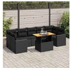 Image de Salon de jardin 8 pcs avec coussins noir résine tressée, ensemble de canapés d'extérieur, salon de jardin, ensemble 3327009