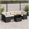 Image de Salon de jardin modulable GENERIQUE 8 pieces noir 7 personnes 100 x 55 x 73 cm resine tressee