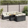 Image de Salon de jardin modulable GENERIQUE noir 9 pieces resine tressee 55 x 53 x 73 cm 8 personnes