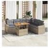 Image de Salon de jardin modulable GENERIQUE resine tressee 7 pieces 6 personnes 100 x 55 x 73 cm beige
