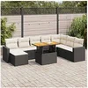 Image de Salon de jardin modulable - Pack de 9 pièces - résine tressée noir - 8 personnes