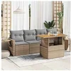 Image de Salon de jardin modulable GENERIQUE 5 pieces 2 personnes beige 100 x 55 x 73 cm resine tressee