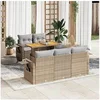 Image de Salon de jardin modulable GENERIQUE resine tressee 5 personnes 6 pieces 100 x 55 x 73 cm beige