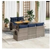 Image de Salon de jardin 6 pcs avec coussins gris résine tressée, ensemble de canapés d'extérieur, ensemble de canapé d'angle 3327106