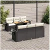 Image de Salon de jardin modulable - Lot de 7 pièces - Bois massif - Noir - 2 personnes - Table extensible