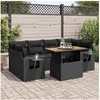Image de Salon de jardin modulable GENERIQUE resine tressee 6 personnes 7 pieces 55 x 55 x 37 cm noir