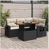 Image de Salon de jardin modulable GENERIQUE resine tressee noir 5 pieces 100 x 55 x 73 cm 4 personnes
