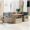 Image de Salon de jardin modulable resine tressee beige 6 pieces 55 x 55 x 73 cm 2 personnes