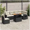 Image de Salon de jardin modulable - Lot de 7 pieces - Resine tressee noir - 2 personnes - Table extensible