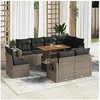 Image de Salon de jardin modulable GENERIQUE 9 pieces resine tressee 8 personnes 100 x 55 x 73 cm gris