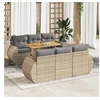 Image de Salon de jardin modulable - Pack de 7 pièces - Bois massif beige - Table extensible 100x55x73 cm - 6 personnes
